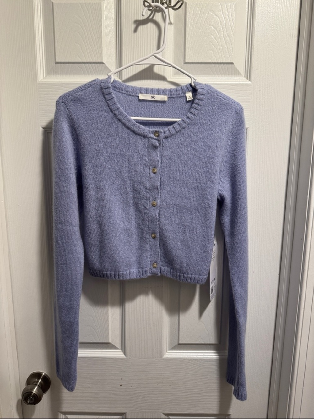 ALO Yoga Lilac Button-Up Cropped Cardigan